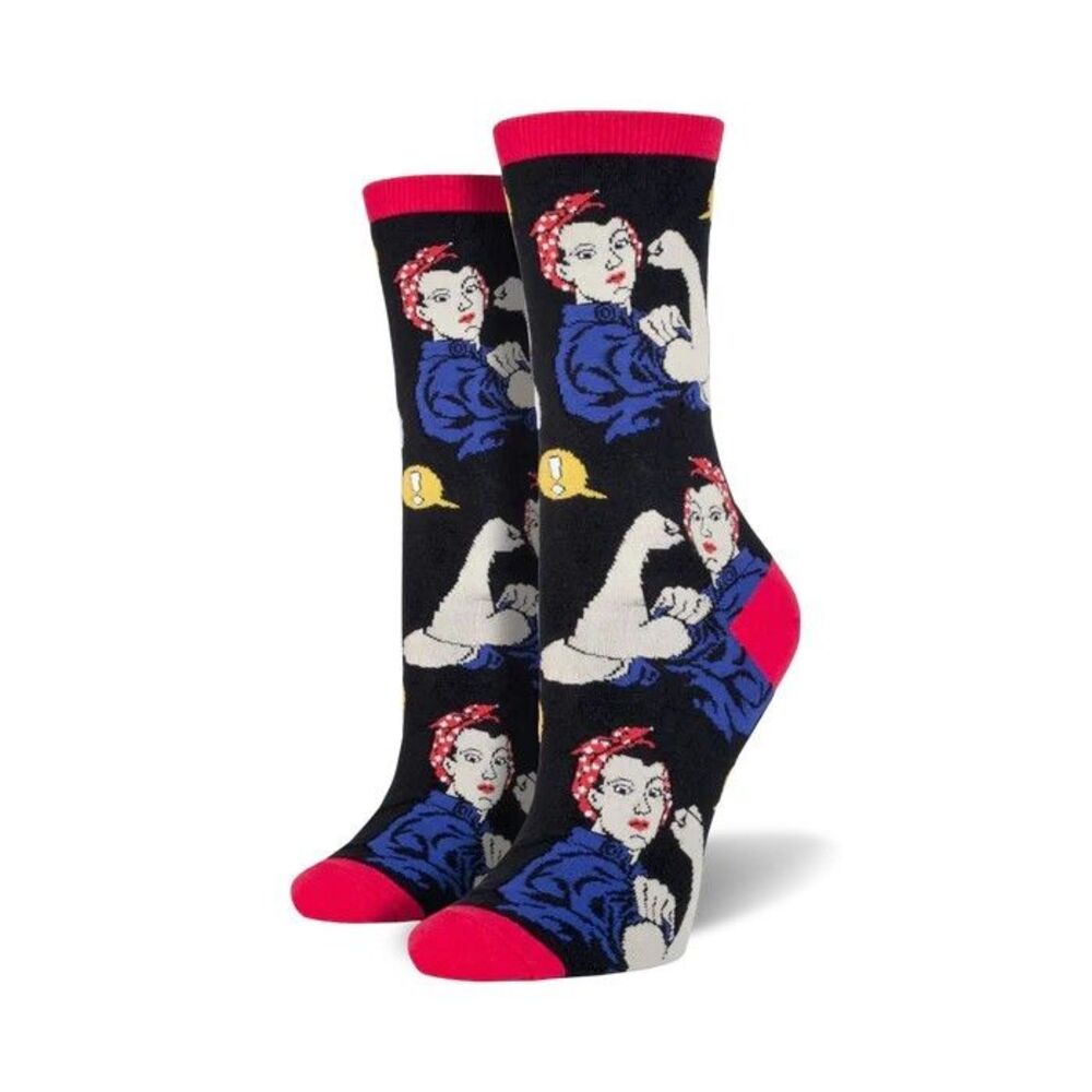 SockSmith Rosie the Riveter Women's Crew Socks We Can Do It! Fits Shoes 5-10.5